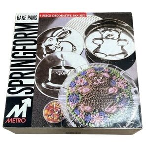 Vintage 1994 Metro Moulded Springform Bake Pans Teddy Bear Birthday Cake Bunny